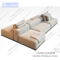 沙发双人沙发现代沙发3dmax模型单体模型